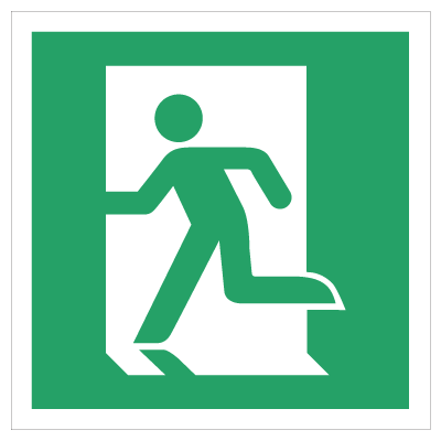 Emergency Exit Left - Efterlysende Vinyl - 200 X 200 Mm